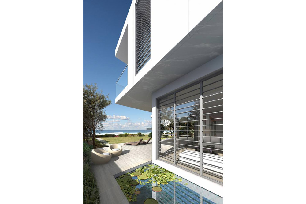 Modern house beach house design that features ocean views